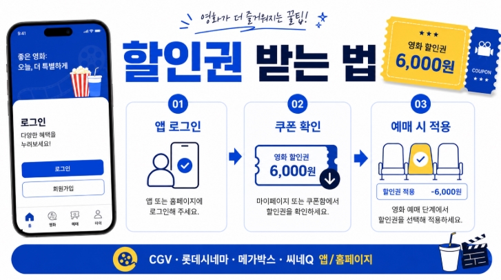 영화관람료 6천원 할인권 받는 법 4천원 예매까지 총정리