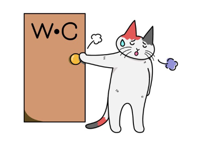화장실이 나오지 않은 고양이 일러스트.