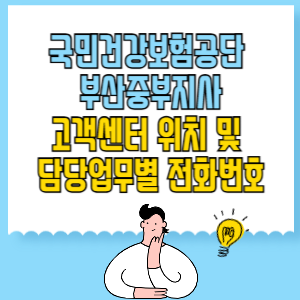 국민건강보험공단 부산중부지사 고객센터 위치 및 담당업무별 전화번호