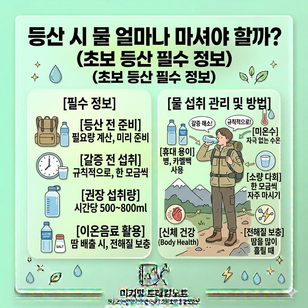 등산 시 물 얼마나 마셔야 할까? (초보 등산 필수 정보)