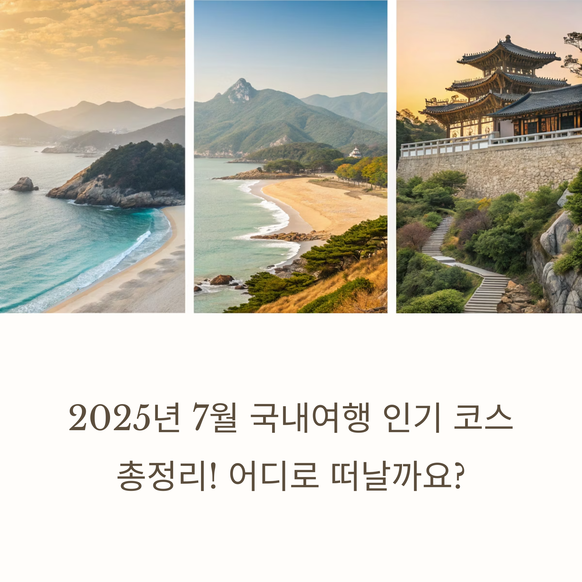 2025년 7월 국내여행 인기 코스 총정리! 여름휴가를 위한 완벽 가이드
