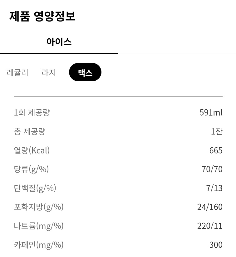 투썸 아인슈페너 프라페 M 영양정보