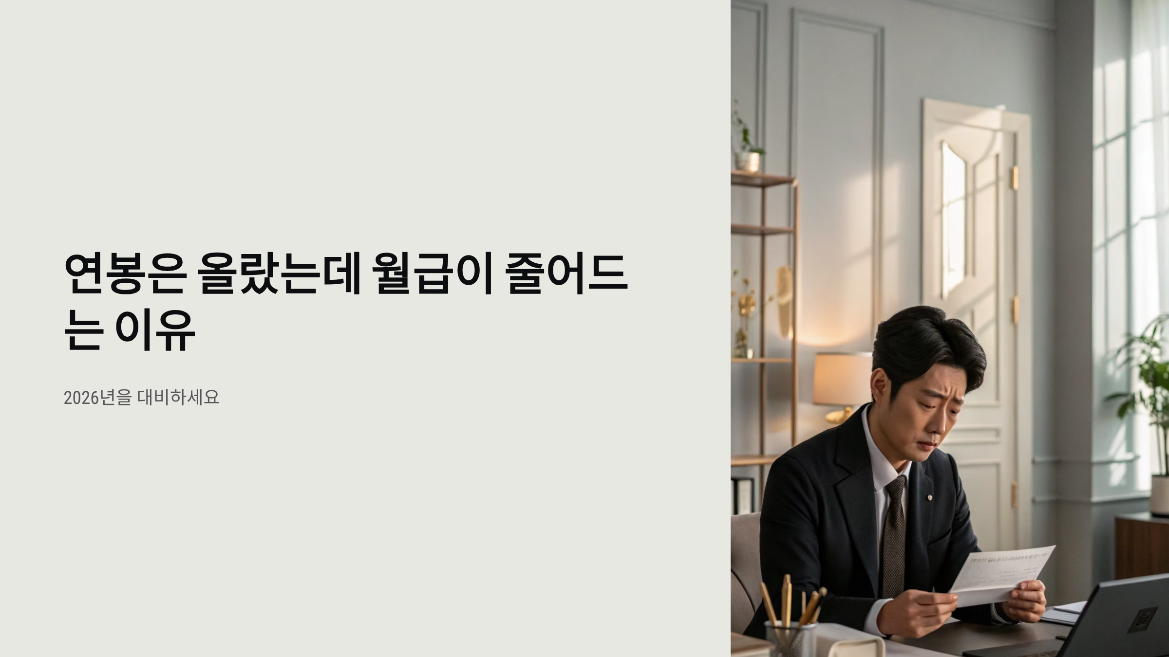 2026년 연봉 실수령액, 공제율 인상으로 월급이 줄어든다 미리 확인하세요