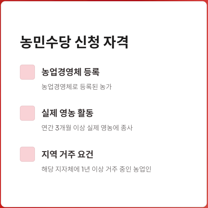 농민수당 신청 자격 및 기준