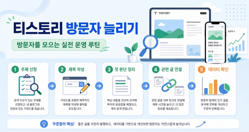 티스토리 방문자 늘리는 방법, 검색 유입을 꾸준히 만드는 블로그 운영 전략