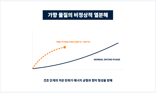가향 물질의 비정상적 열분해/로스트프로 가향 커피 공학 다이어그램