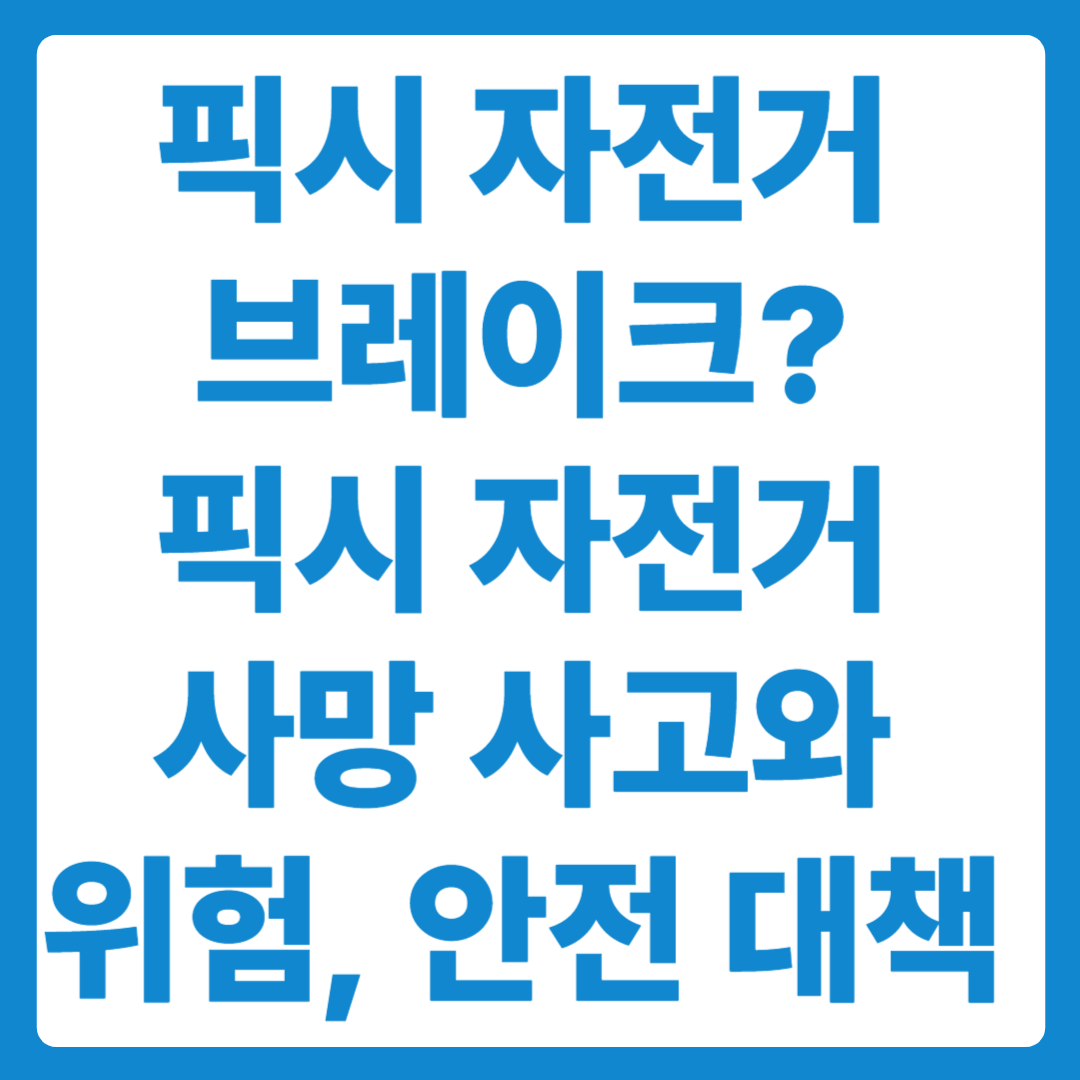 픽시 자전거 브레이크? 픽시 자전거 사망 사고와 위험, 안전 대책