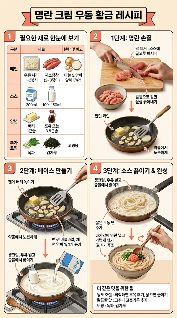 명란크림우동 생크림없이