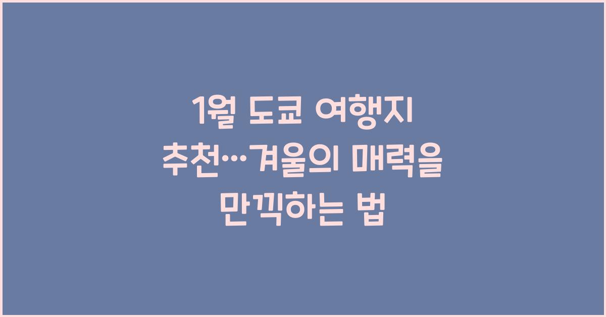 1월 도쿄 여행지 추천