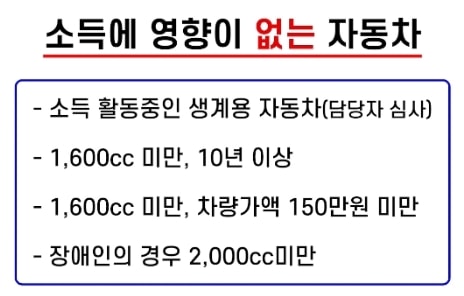 소득에 영향이 없는 차량