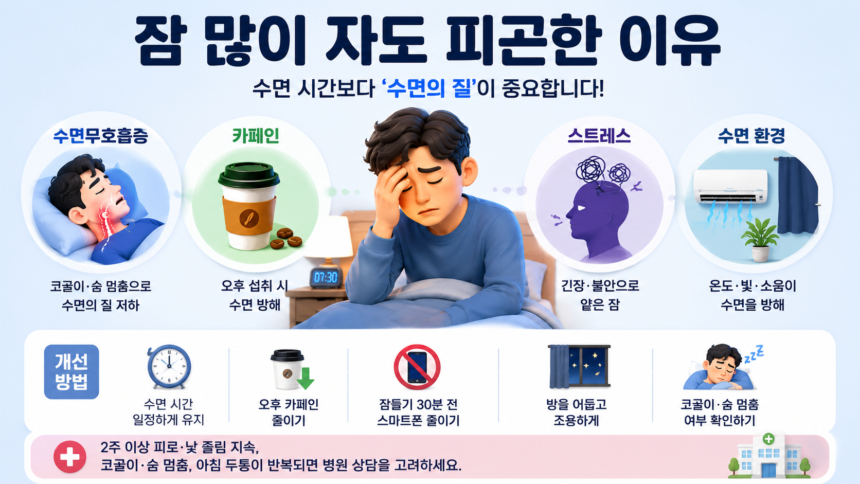 잠 많이 자도 피곤한 이유, 수면 시간 문제가 아닐 수 있습니다