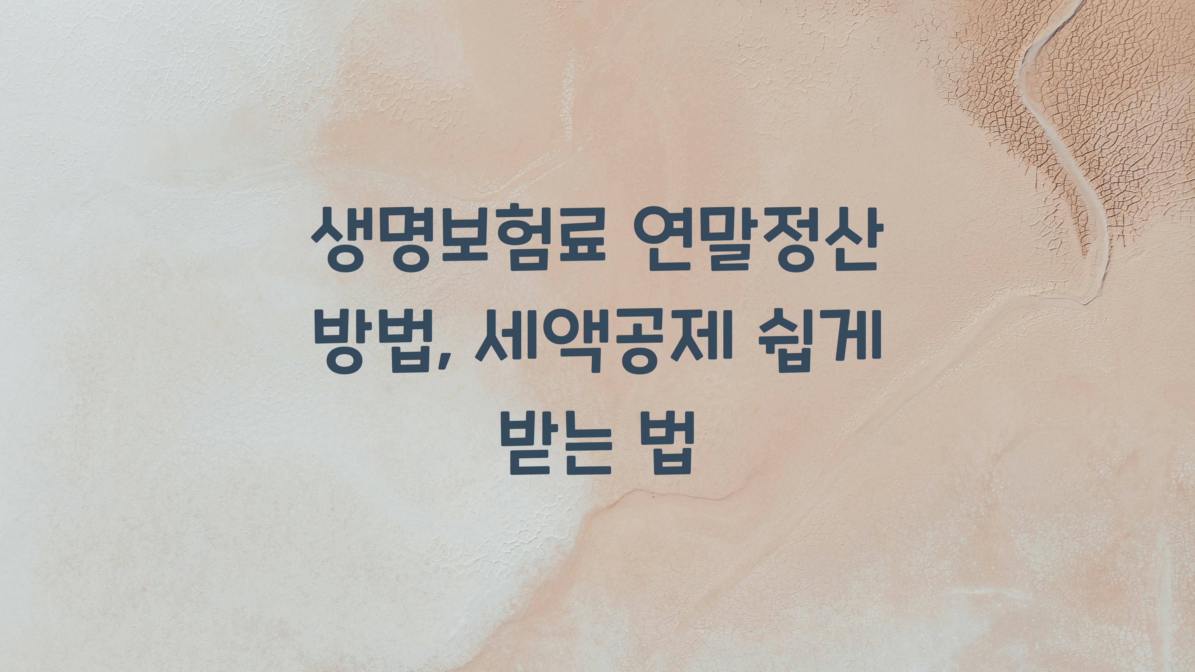 생명보험료 연말정산 방법