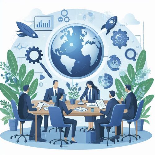 프로젝트 생존력을 논의하는 전문가들과의 연구 평가 회의를 하는 연구기획평가사 이미지.