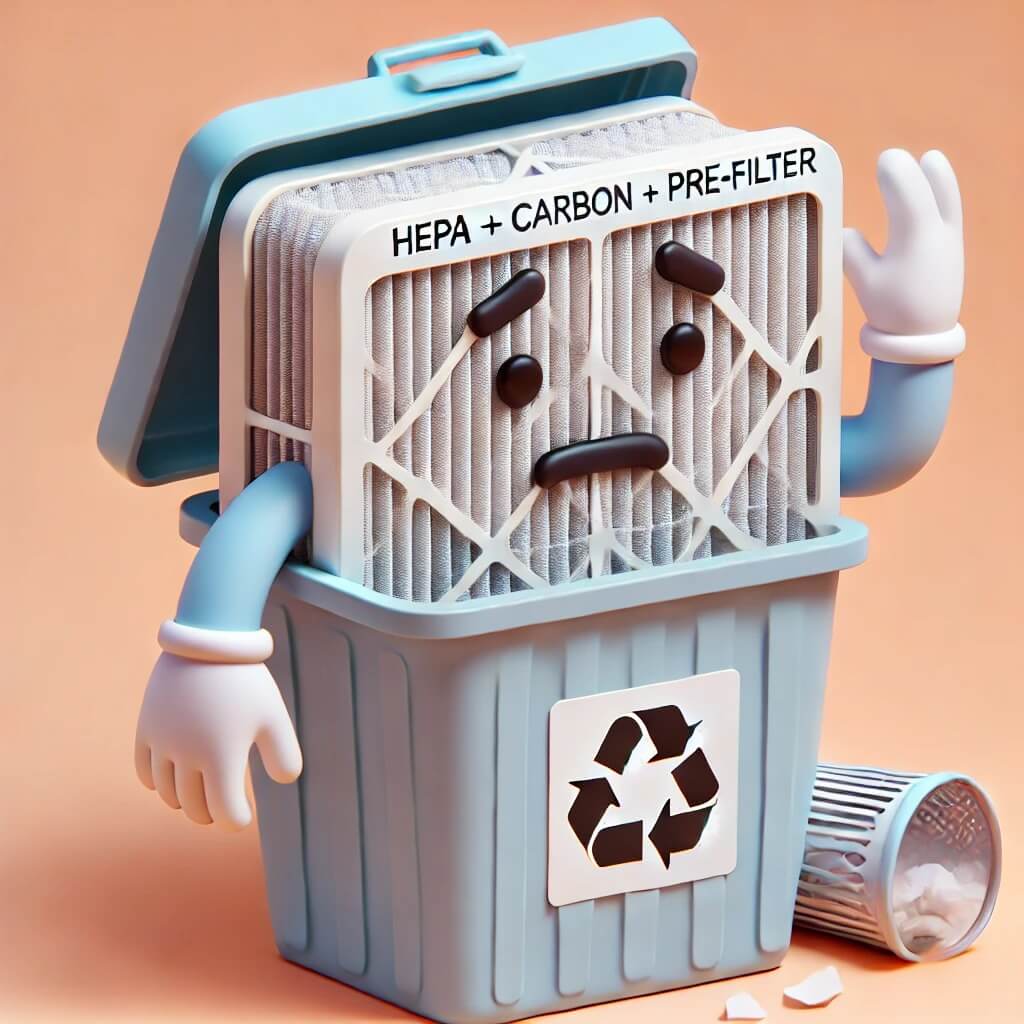 공기청정기 일체형 필터 버리기