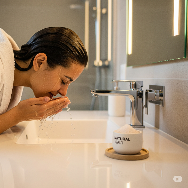 소금물을 양치, 세안, 비염개선에 활용하는 이미지