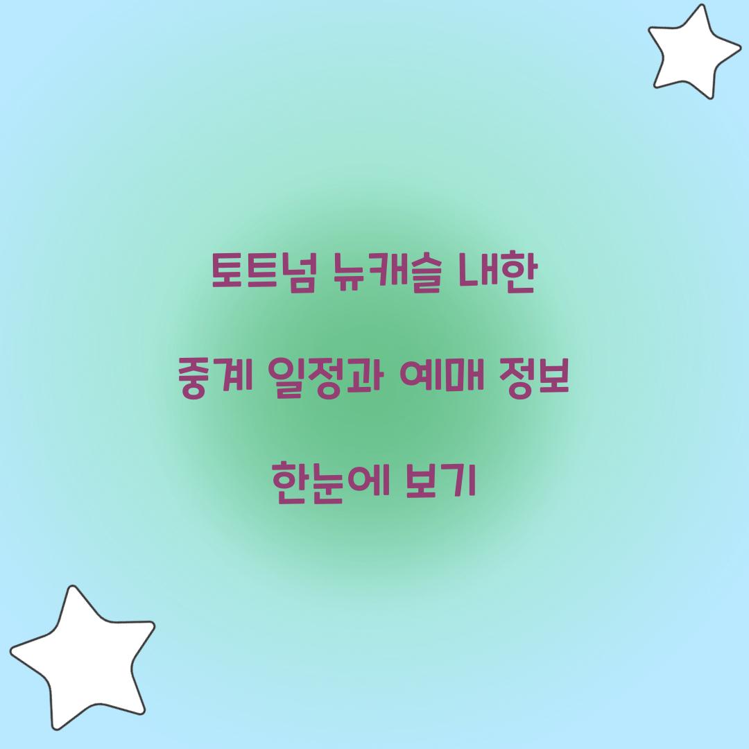 토트넘 뉴캐슬 내한 중계