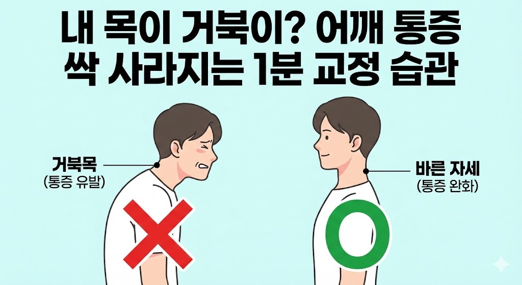 어깨에 곰 세 마리가? 1분 만에 시원해지는 거북목 교정 스트레칭