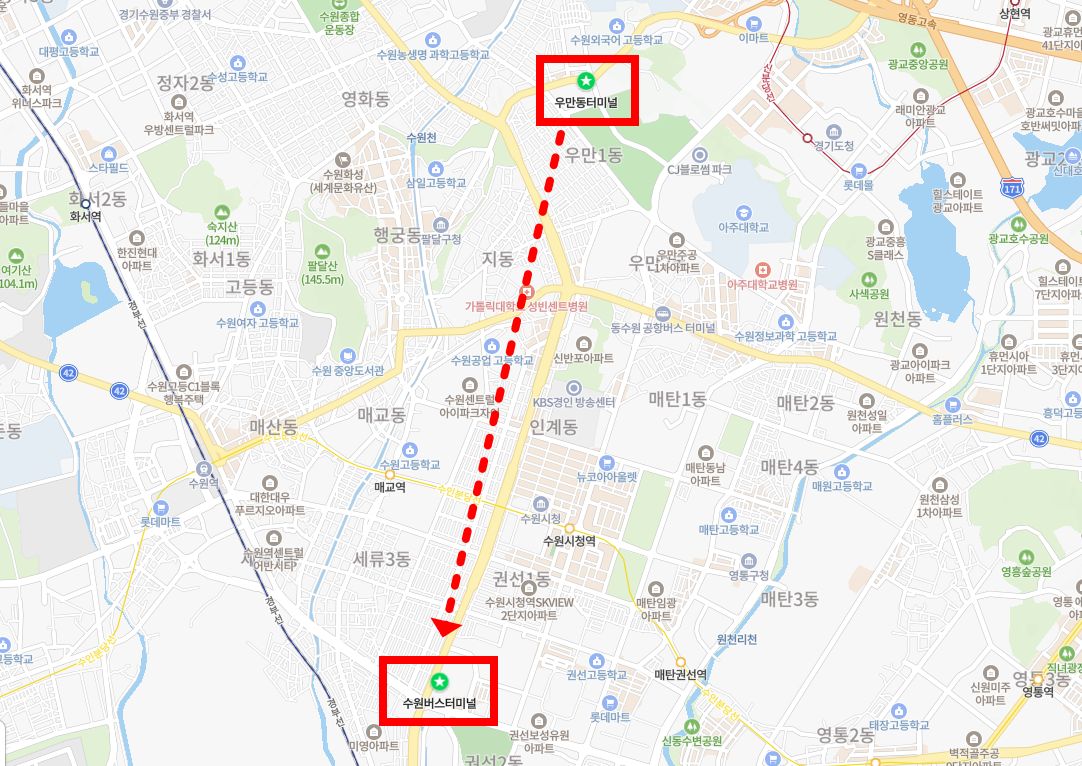 수원시외버스터미널 위치-지도