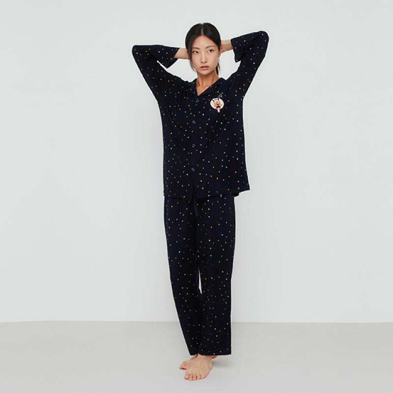 애니바디 SET 공용 디즈니 피치기모 도트 긴팔 파자마 ANJS23A81