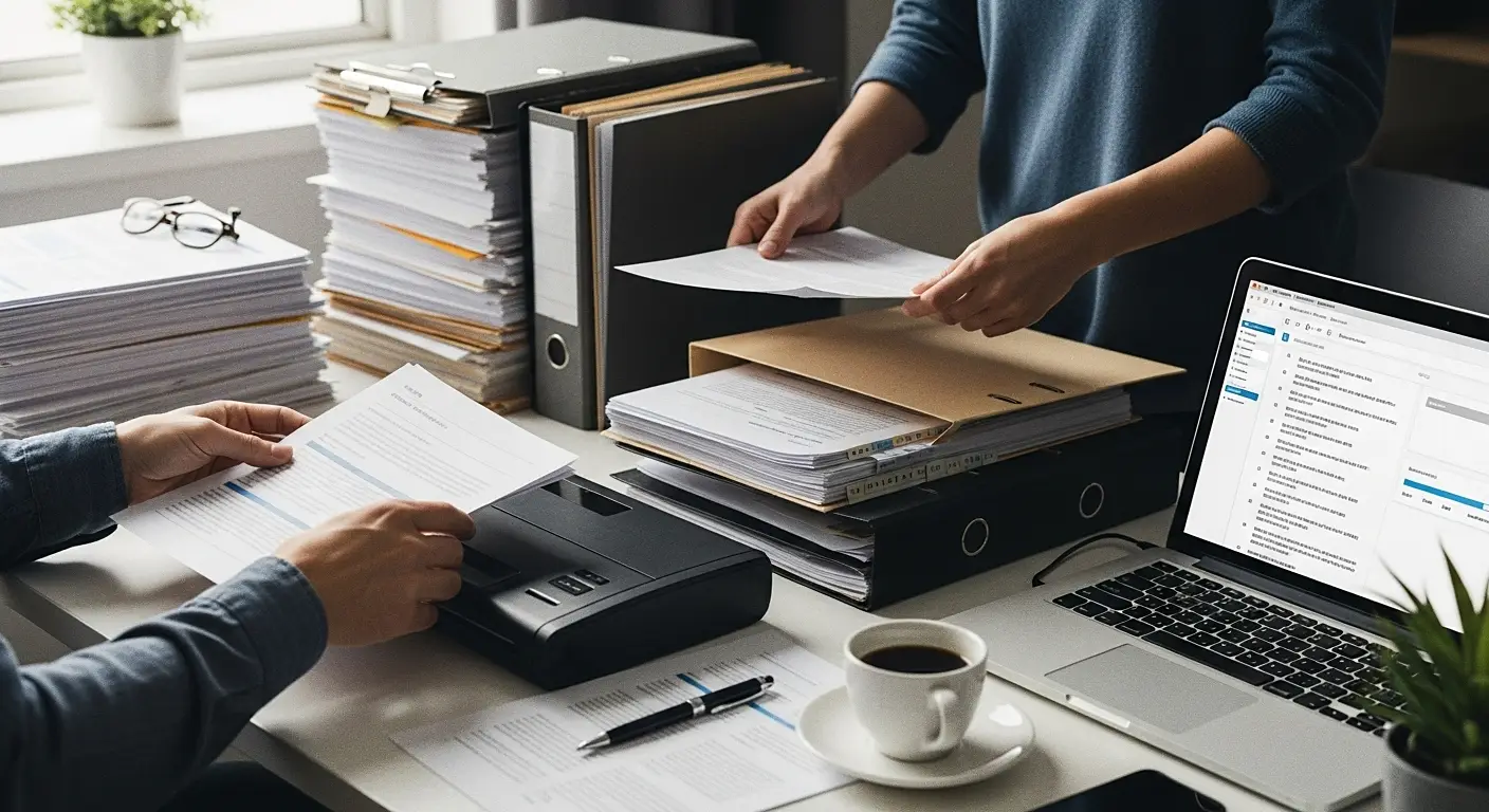 서류처리하는 이미지