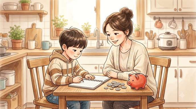 용돈 관리 배우는 아이