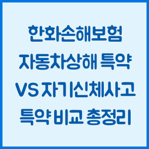 한화손해보험 자동차상해 특약 vs 자기신체사고 특약 비교 총정리