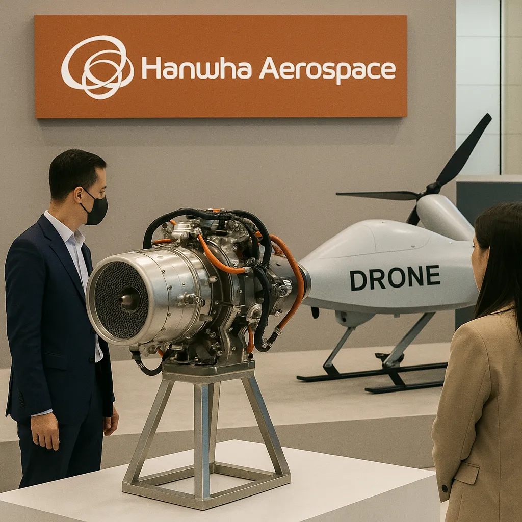 한화에어로스페이스 드론 엔진 전시회 현장