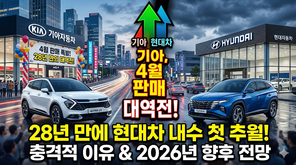 기아 4월 판매 증가: 28년 만의 대역전! 기아, 현대차 내수 판매 첫 추월의 충격적 이유와 2026 향후 전망