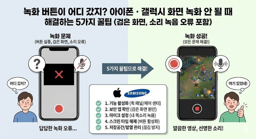 아이폰·갤럭시 화면 녹화 안 될 때 해결하는 5가지 꿀팁