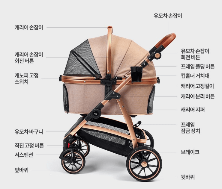 오아 원터치 접이식 3 in 1 유모차