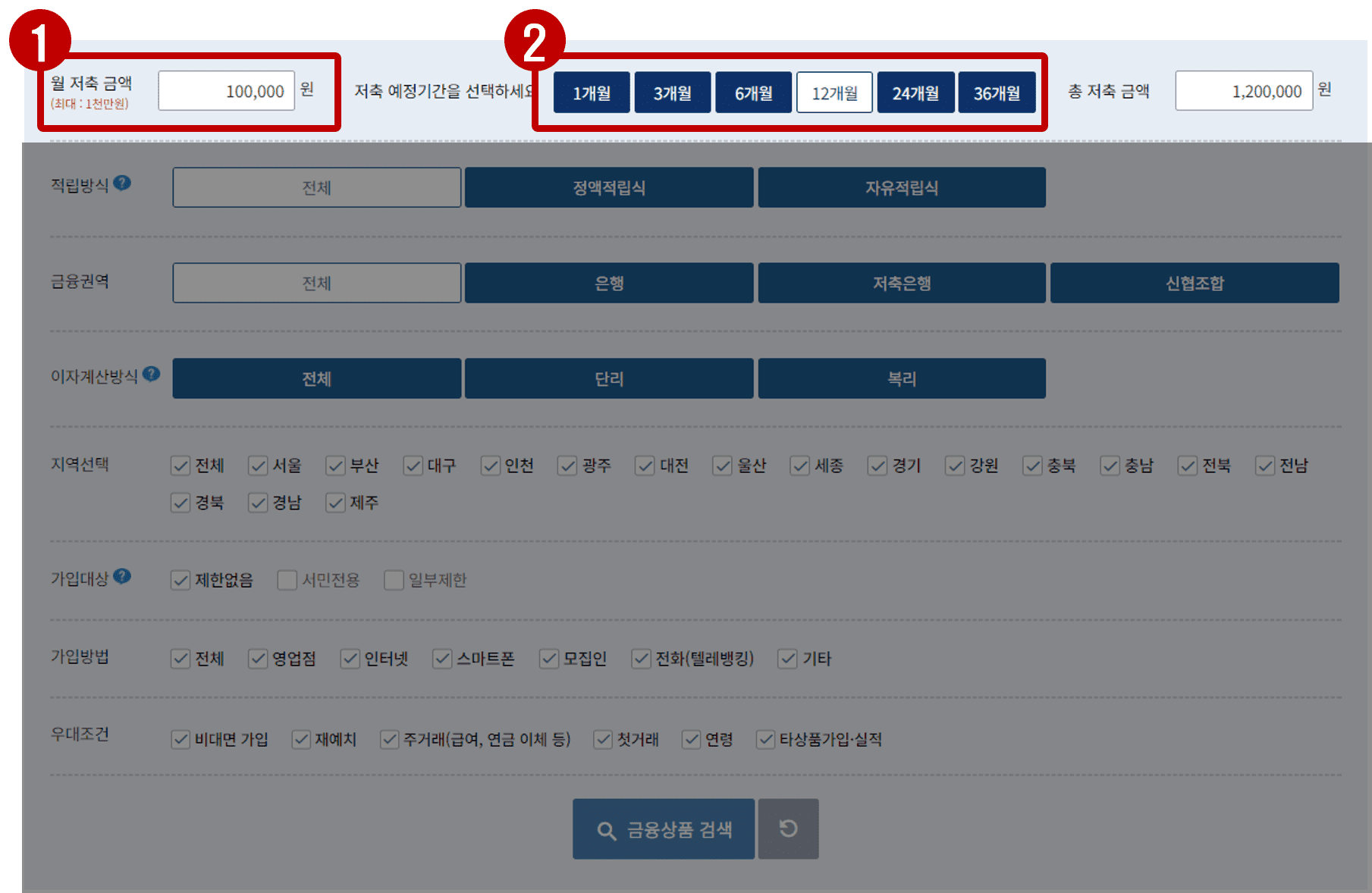 첫번째, 금융상품한눈에 사이트 이용 방법