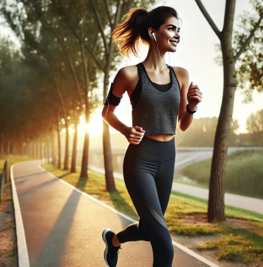 러닝을 하고 있는 젊은 여자