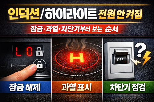 인덕션/하이라이트 전원 안 켜짐