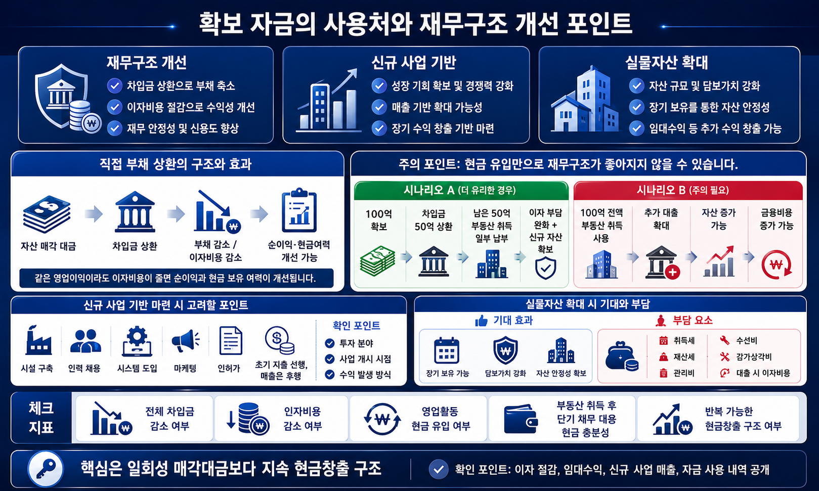 2. 확보한 자금의 사용처와 재무구조 개선 가능성