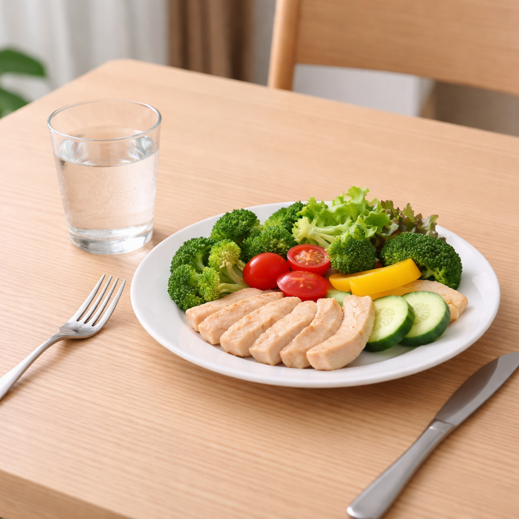 통풍 관리에 도움이 될 수 있는 수분 섭취와 식습관 관리를 상징한 이미지