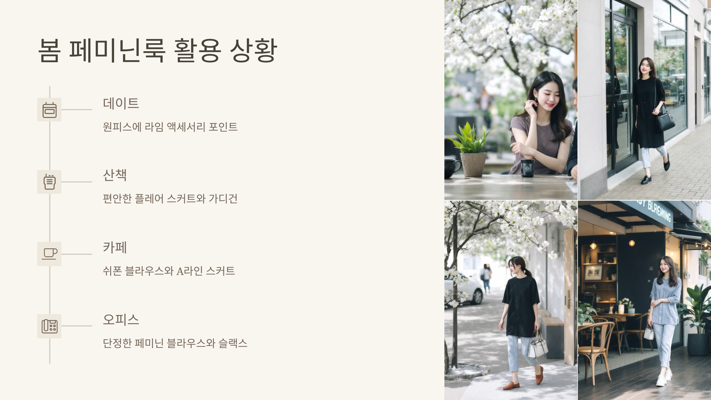 봄 페미닌룩 활용 상황