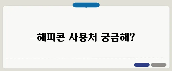 해피콘 사용처 정리 어디에서 바로 쓸 수 있을까?