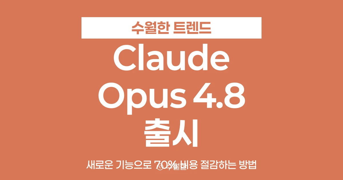 Claude Opus 4.8 출시: 4.7 대비 에이전트 코딩 비용 70% 아끼는 API 신기능 대표 썸네일