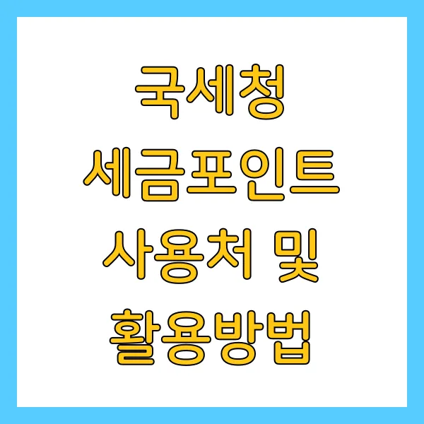 국세청 세금포인트 사용처 및 활용방법 홈택스 포인트 할인몰 총정리