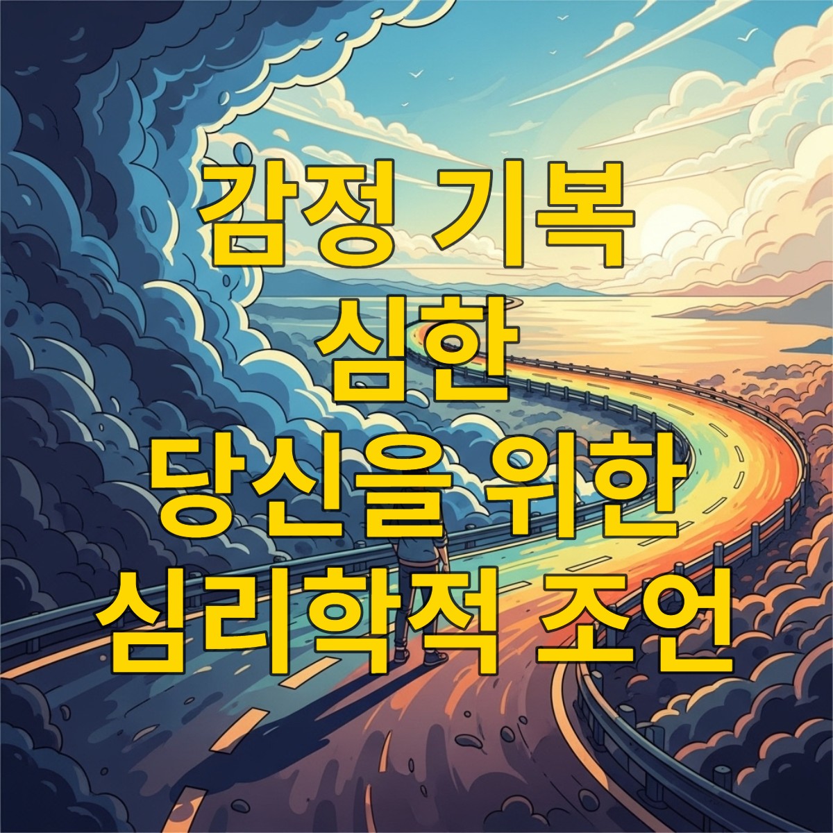 부정적인 생각이 긍정적인 생각으로 변화하는 과정을 보여주는 두 개의 말풍선 일러스트.