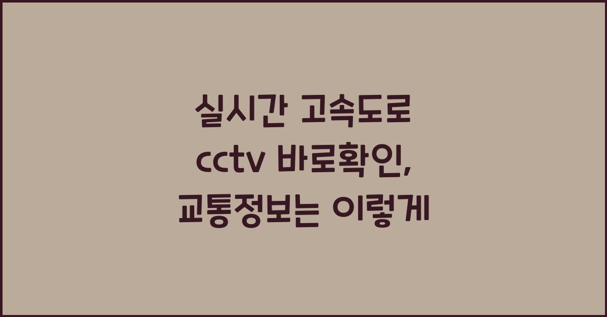 실시간 고속도로 cctv 바로확인