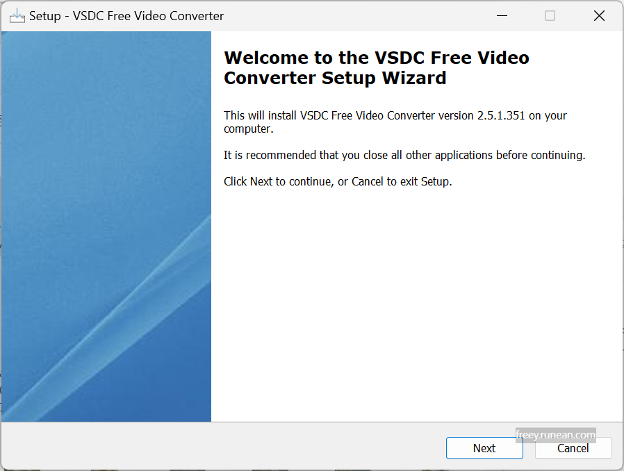 VSDC 프리 비디오 컨버터(VSDC Free Video Converter) 설치 화면