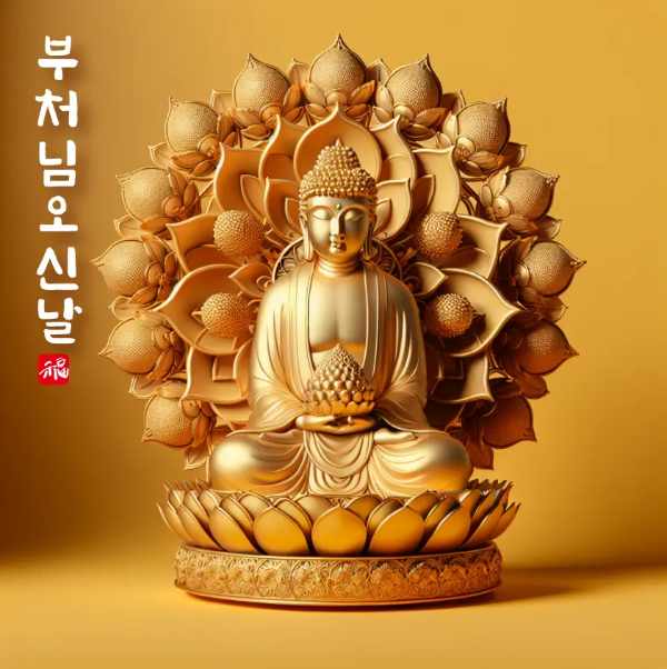 부처님오신날-부처님-뒷면-연꽃-황금색