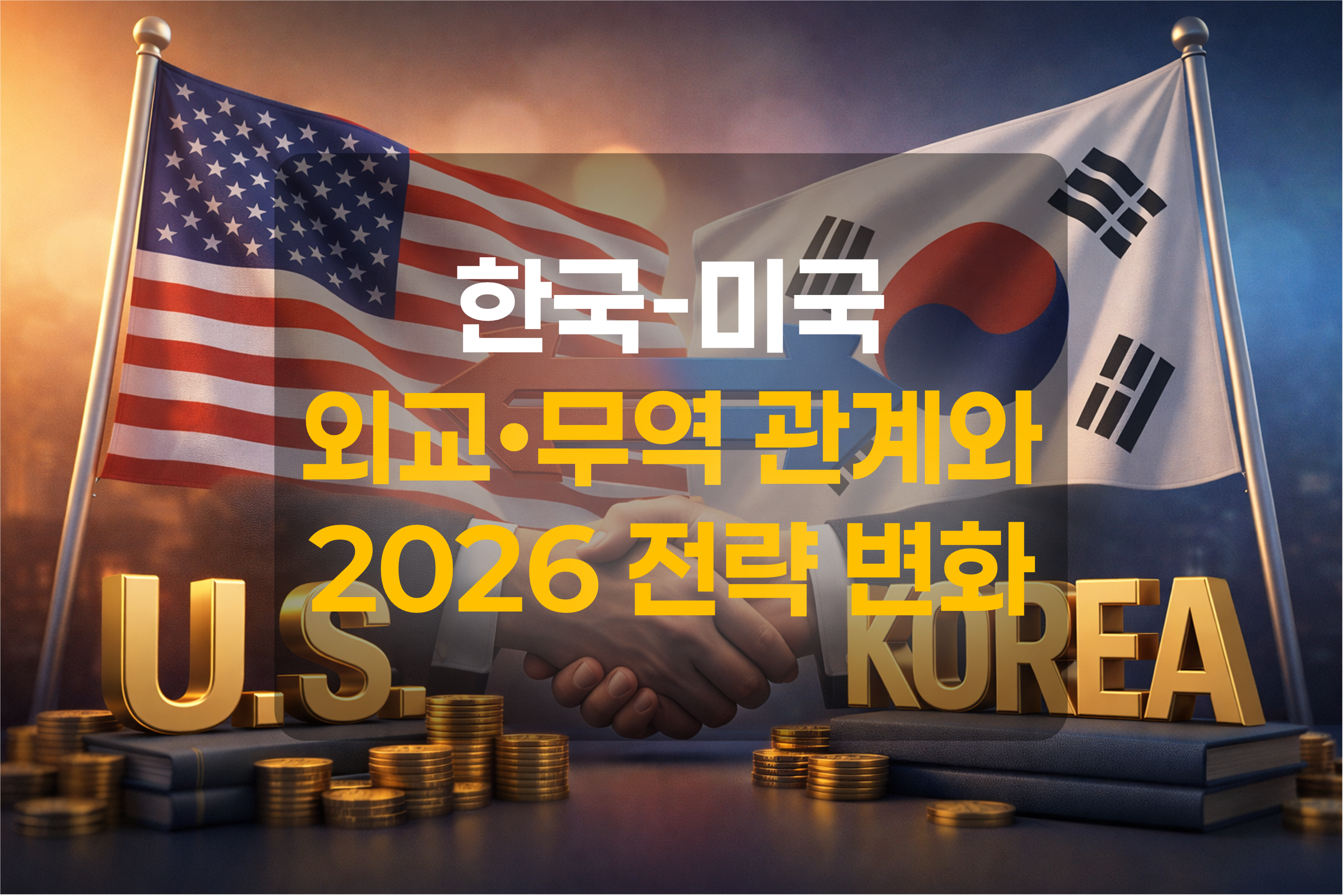 한국과 미국의 외교, 무역을 표현한 그림