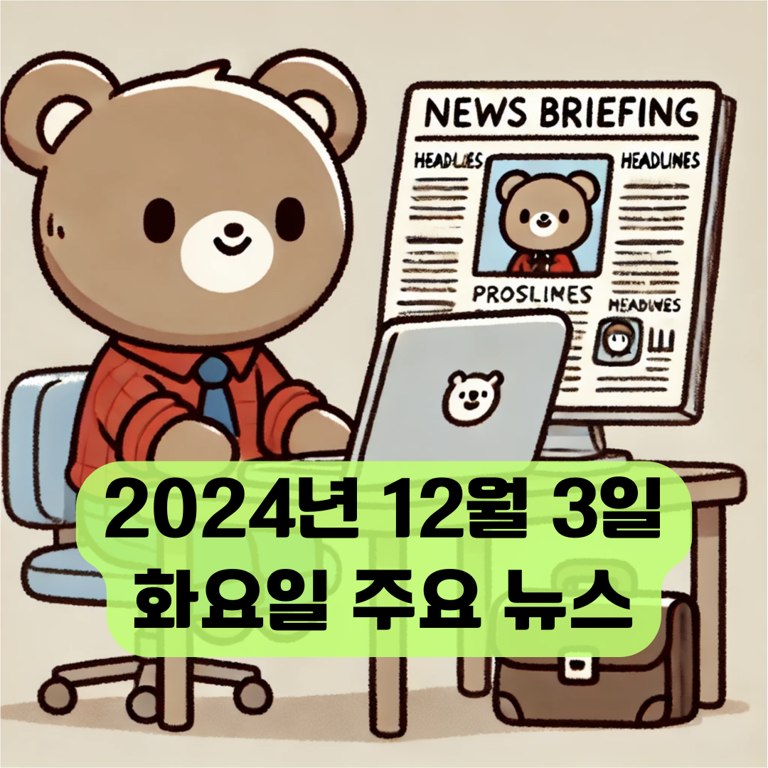 2024년 12월 3일 화요일 오늘의 주요 뉴스 및 이슈사항 정리