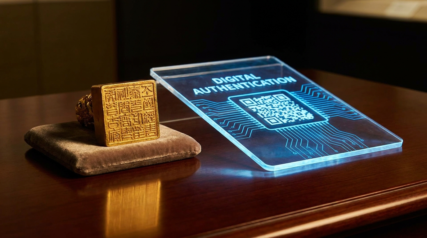 과거의 부와 미래의 기술이 결합된 상징적 이미지