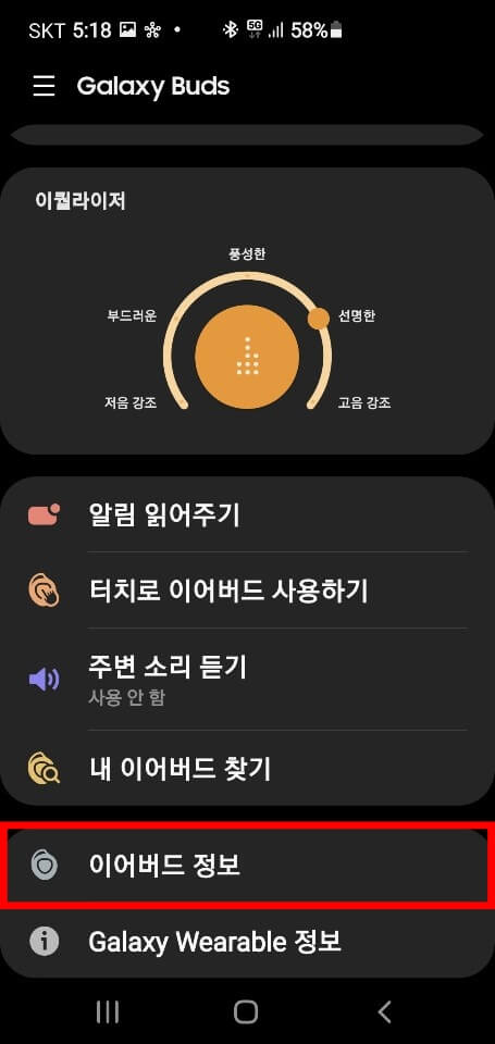 이어버드-정보-메뉴