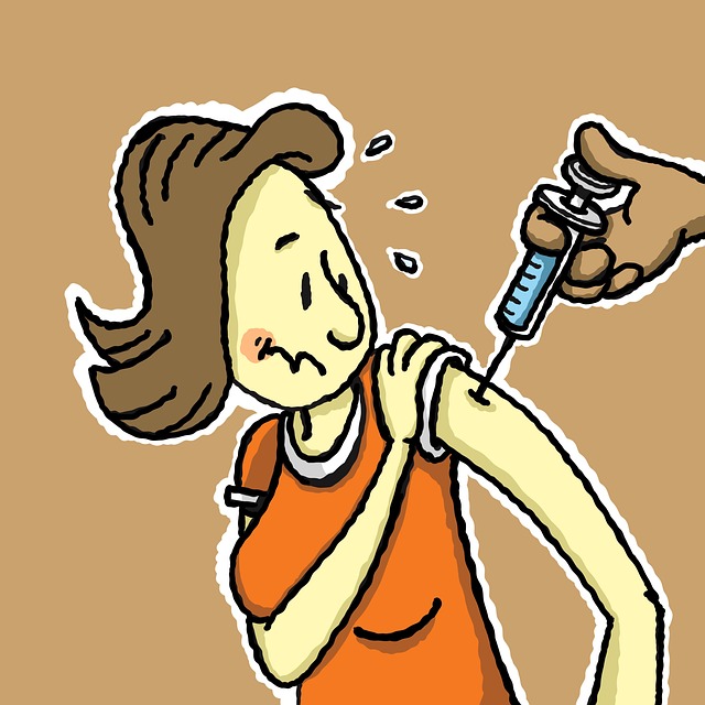 주사맞는 아줌마