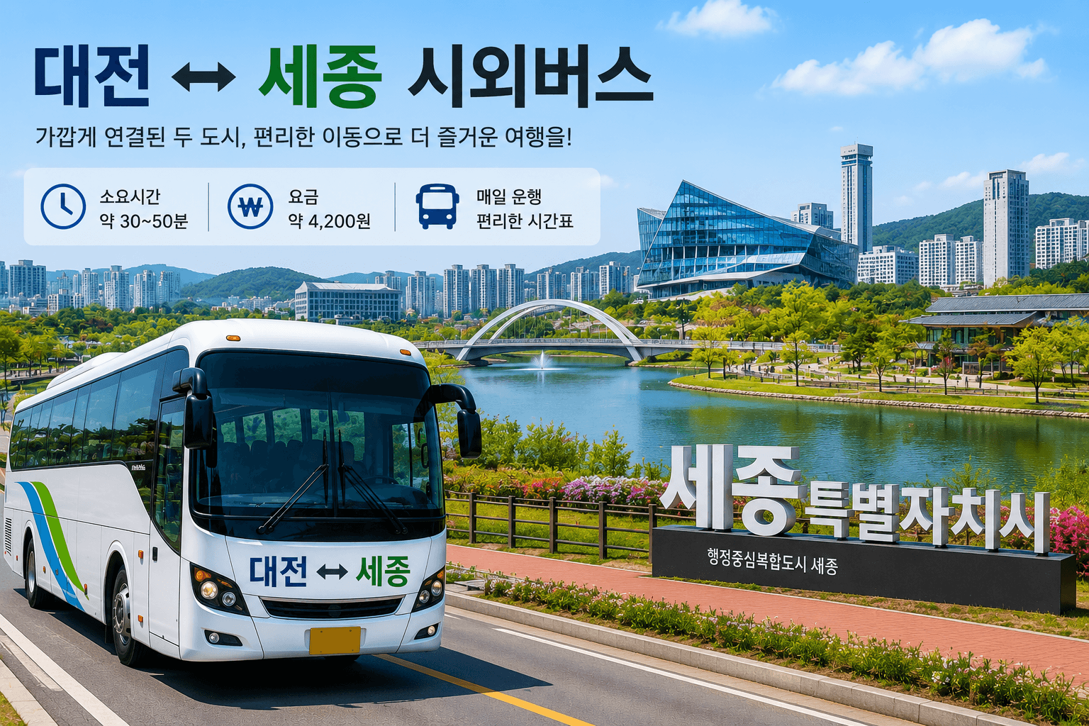 대전과 세종을 오가는 멋짐 버스와 세종