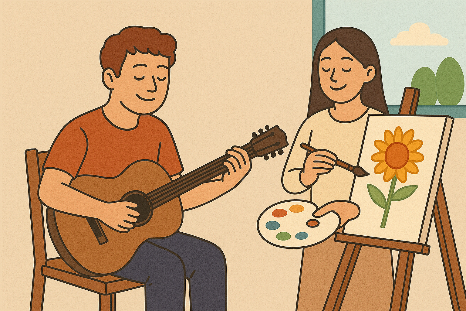 취미 생활 속 여유로운 시간